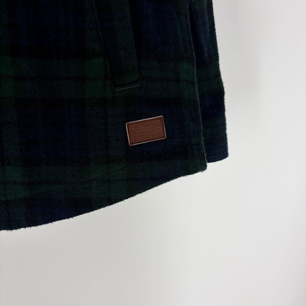 LL Bean Shirt Jacket Size Medium Women Navy Scotch Plaid Flannel Zip Hoodie - Picture 4 of 8